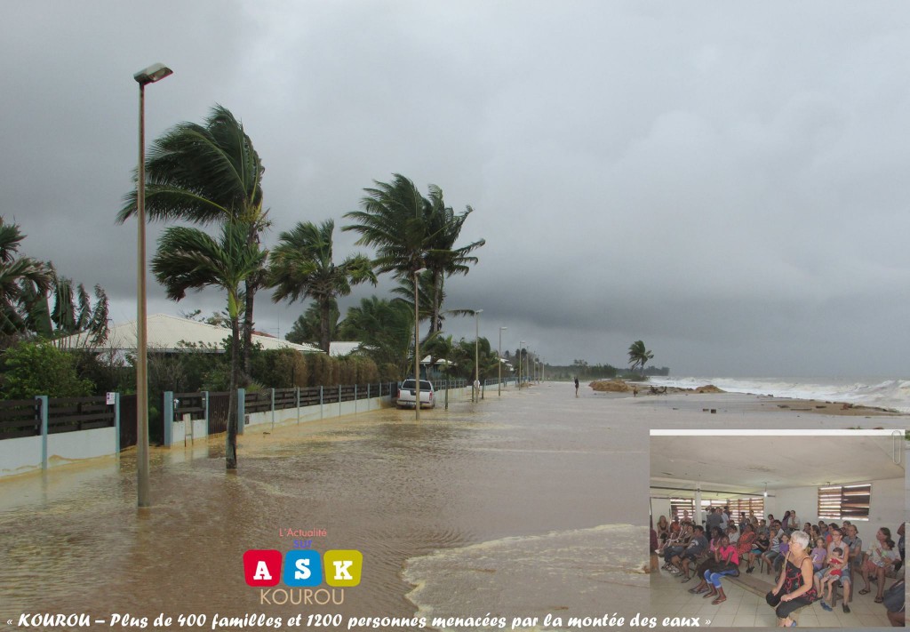 © ASK (Actualité sur Kourou) Ce lundi 22 février 2016 dans l'après-midi, la mer dans les secteurs du Village Amérindien et de l’Anse était très agitée. Elle a inondé les maisons situées à l’avenue de l’Anse. 