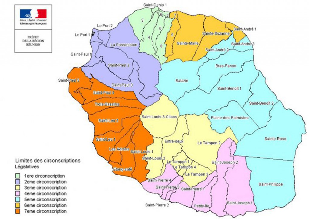 Les 7 circonscriptions de la Réunion