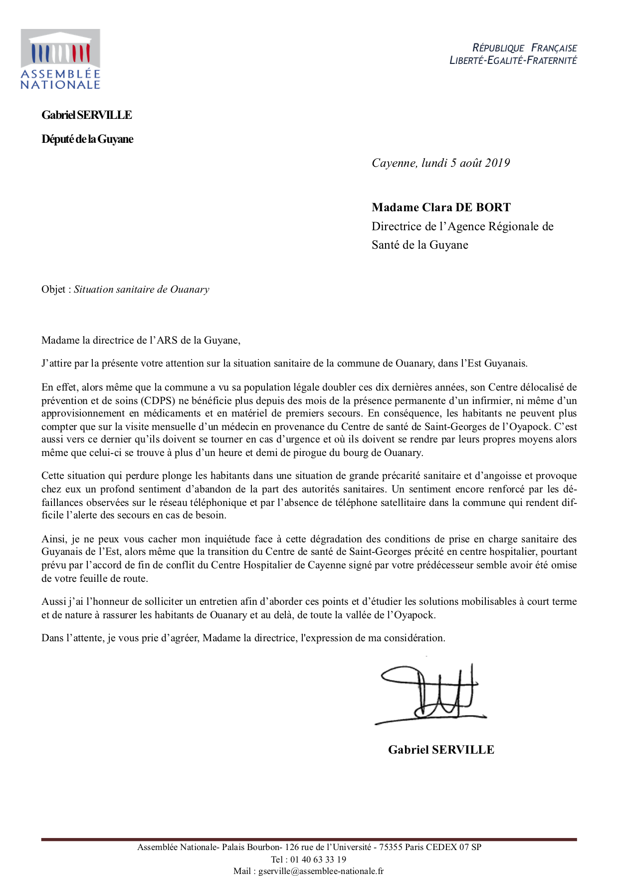 Courrier CDeBort Ouanary 5-8-19