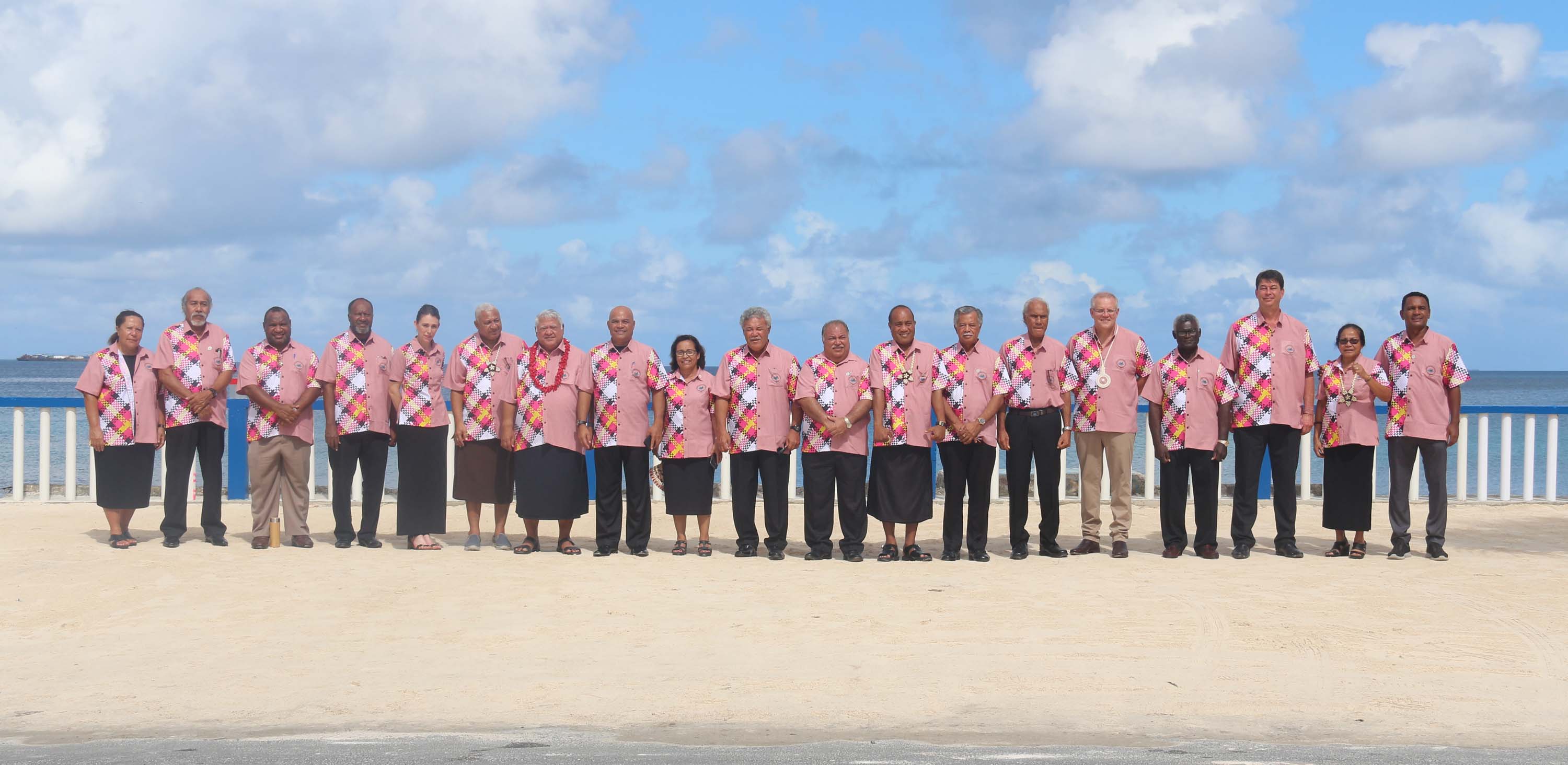 L'ensemble des dirigeants des États et territoires insulaires du Pacifique, dont Scott Morisson et Jacinda Ardern ©Présidence de la Polynésie française