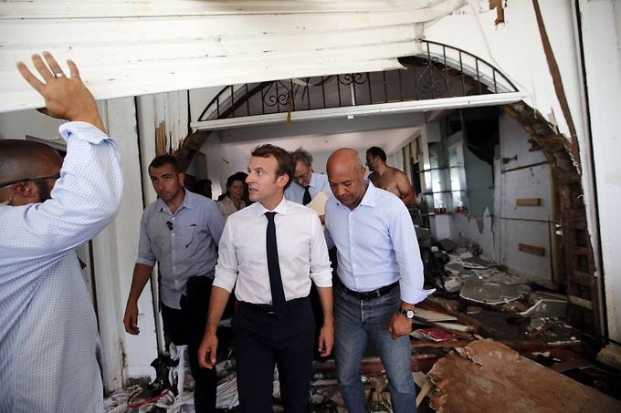 Emmanuel Macron lors de sa dernière visite à Saint-Martin ©AFP