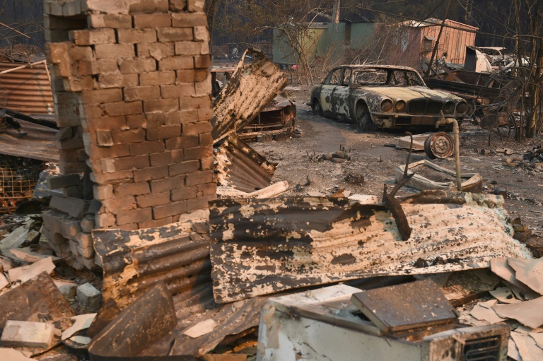 Une propriété détruite par les flammes à Old Bar en Australie, le 10 novembre ©Peter Parks / AFP