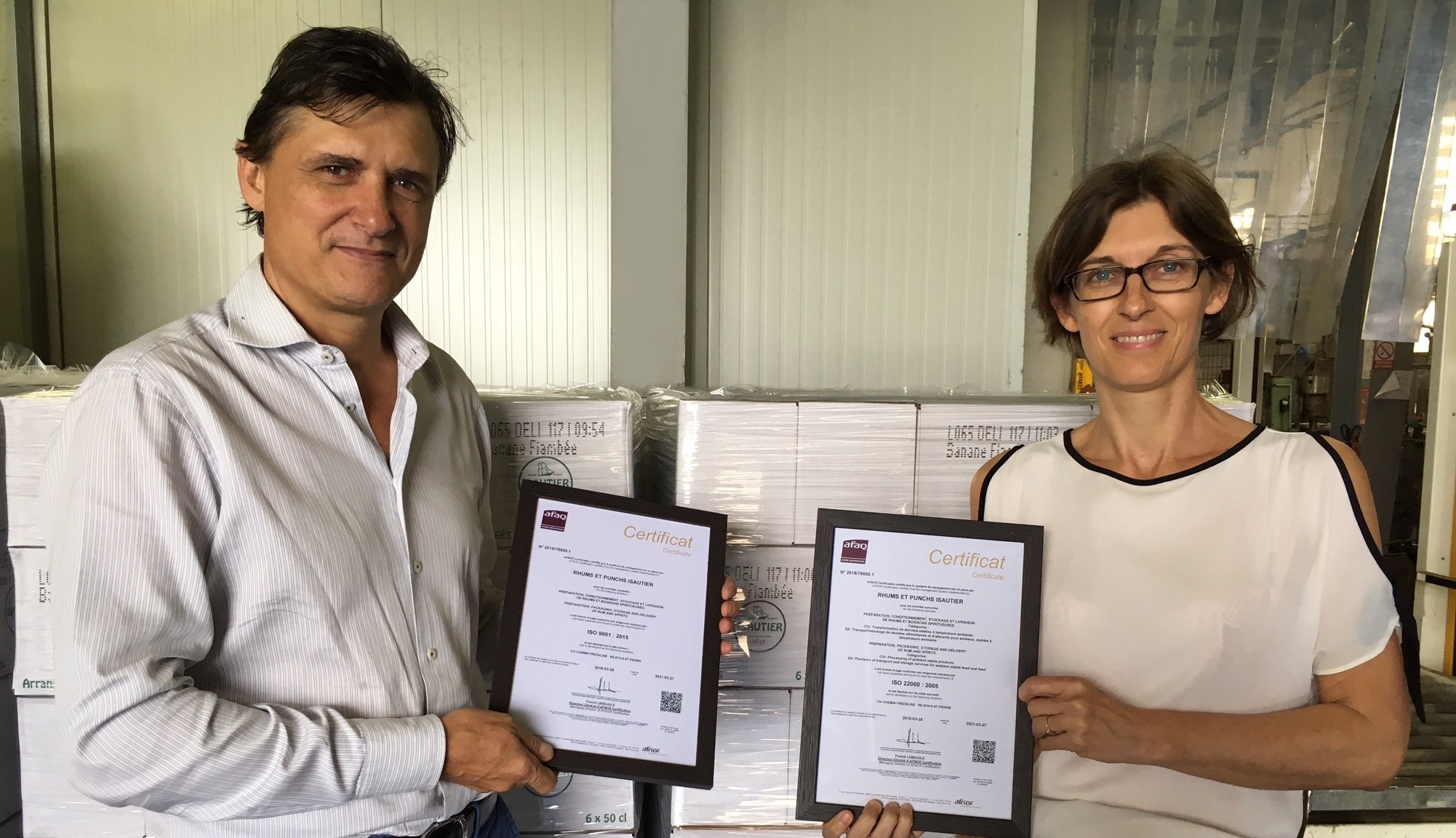 Rhums et Punchs de La Réunion : La Maison Isautier obtient la double certification ISO 9001 et ISO 22000