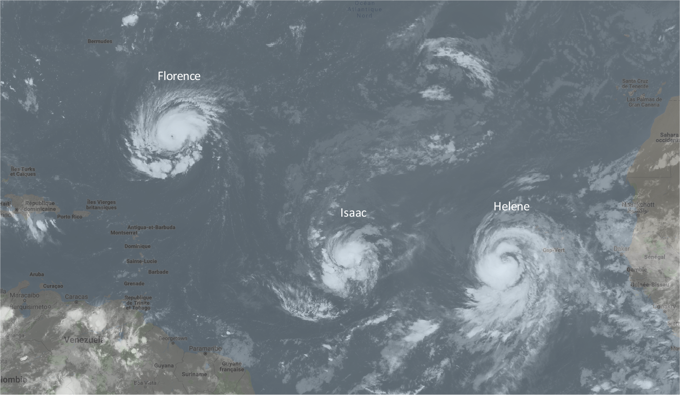 Les Antilles en vigilance &laquo;&nbsp;jaune&nbsp;&raquo; à l’approche de l’ouragan Isaac alors que Florence menace les États-Unis