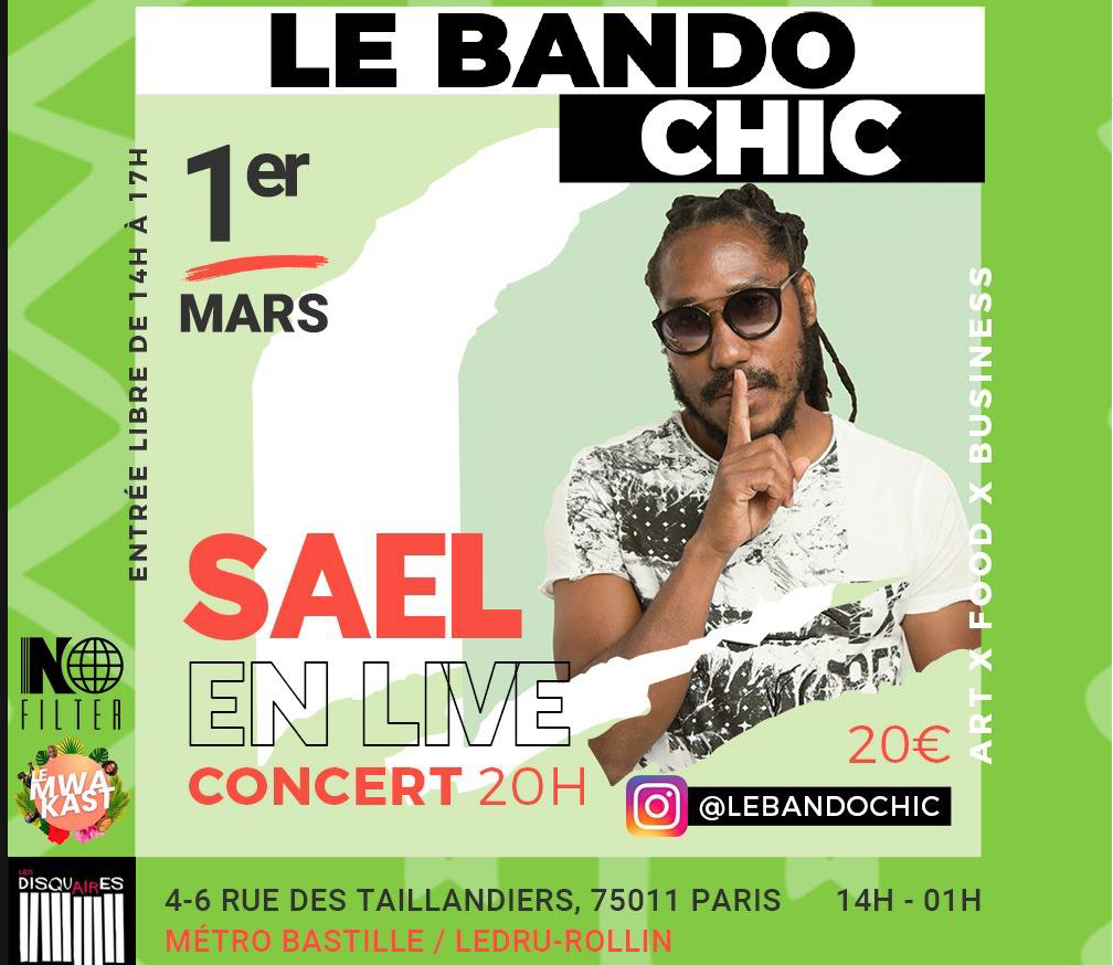 Bando Chic saison 2 : L’artiste martiniquais Saël, deuxième invité sur la scène du bar musical Les Disquaires à Paris Bastille