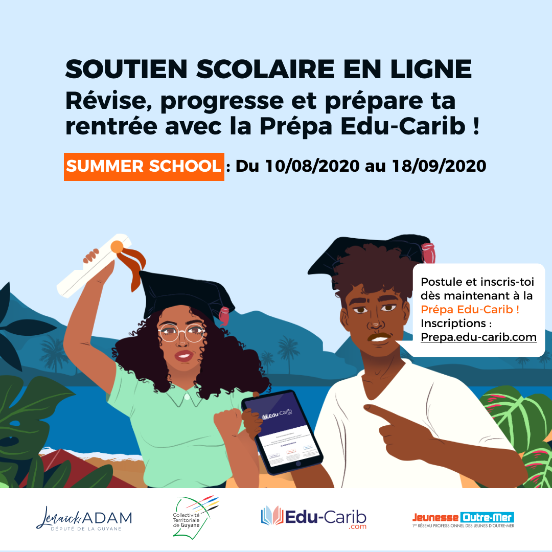 Lancement d&rsquo;une plateforme de soutien scolaire en ligne en Guyane, « Prepa Edu-Carib »